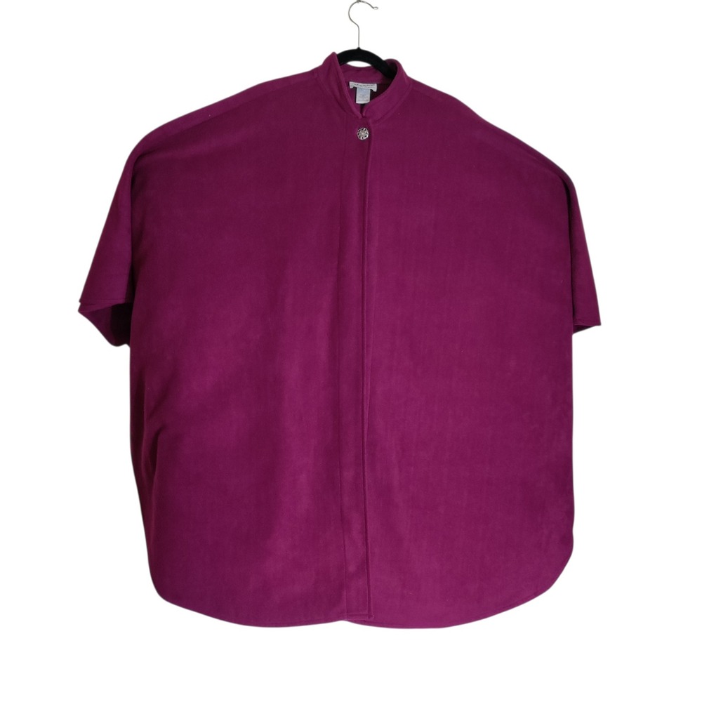 Anthony Richards Womens Magenta Fleece Cape Wrap Mock Neck Button Size X/X